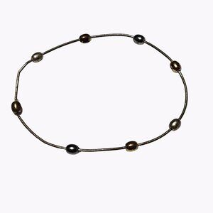 Classic Silver Tone Beaded Wire Bracelet Slip On Minimalist Fashion Jewelry